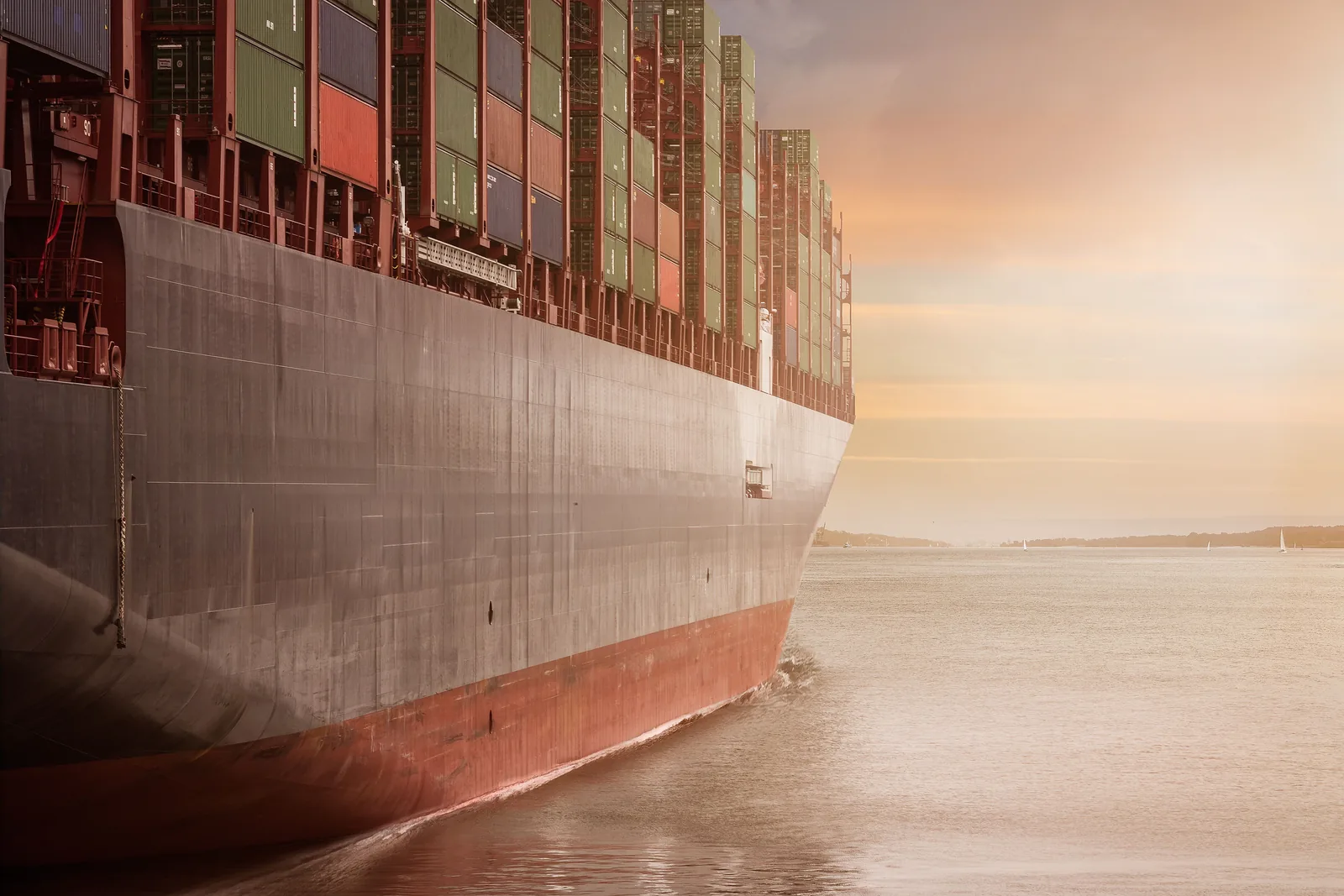 Photograph of a real commercial shipping · container vessel vessel, used for illustration.