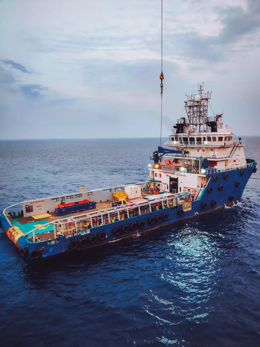 Photograph of a real offshore energy · support vessel vessel, used for illustration.