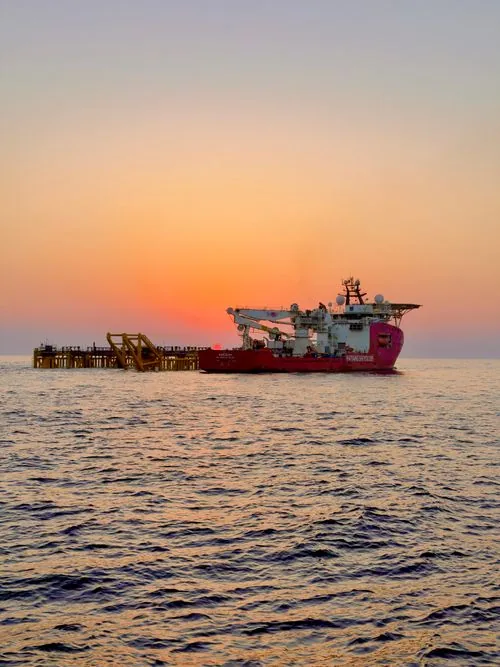 Photograph of a real offshore energy · support vessel vessel, used for illustration.
